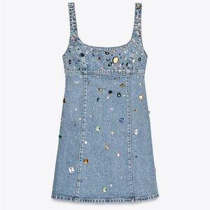 Zara TRF Jewel Denim Dress, XS